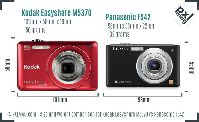 Kodak Easyshare M5370 vs Panasonic FS42 size comparison