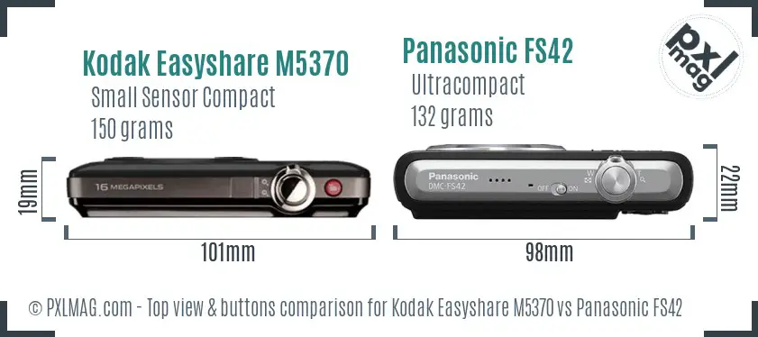 Kodak Easyshare M5370 vs Panasonic FS42 top view buttons comparison