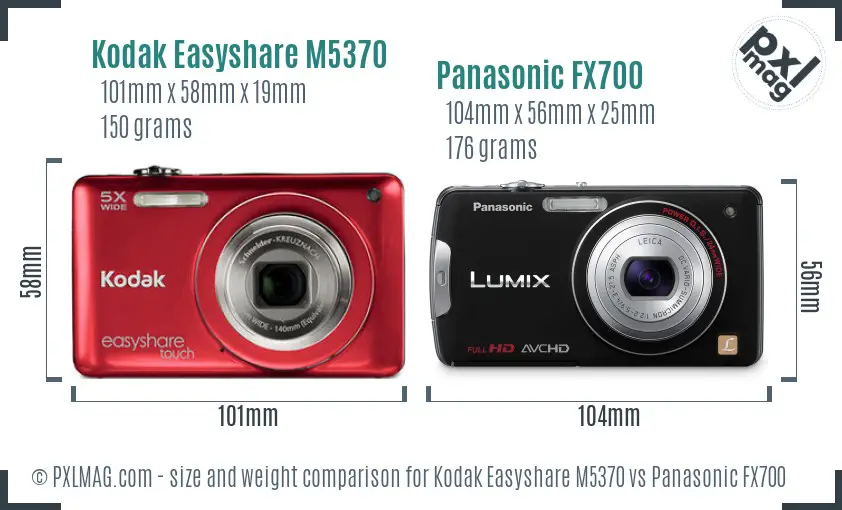 Kodak Easyshare M5370 vs Panasonic FX700 size comparison