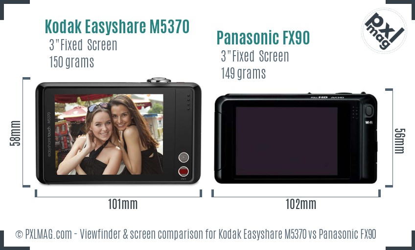 Kodak Easyshare M5370 vs Panasonic FX90 Screen and Viewfinder comparison