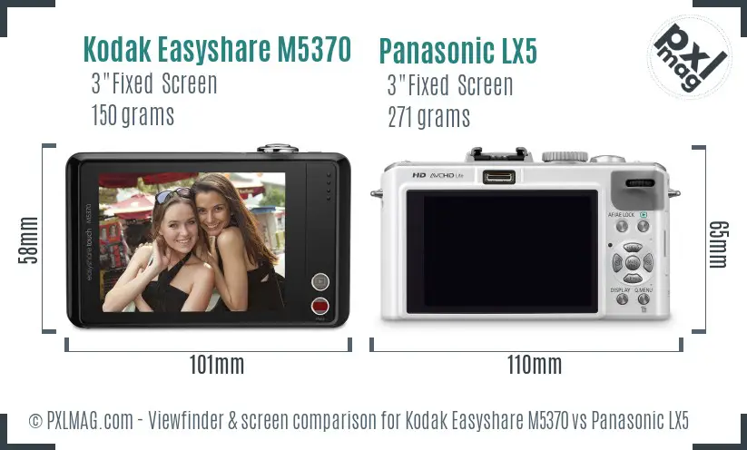 Kodak Easyshare M5370 vs Panasonic LX5 Screen and Viewfinder comparison Kodak Easyshare M5370 vs Panasonic LX5 Screen and Viewfinder comparison