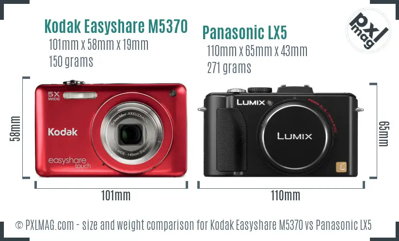 Kodak Easyshare M5370 vs Panasonic LX5 size comparison Kodak Easyshare M5370 vs Panasonic LX5 size comparison