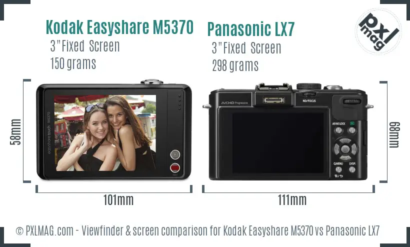 Kodak Easyshare M5370 vs Panasonic LX7 Screen and Viewfinder comparison Kodak Easyshare M5370 vs Panasonic LX7 Screen and Viewfinder comparison