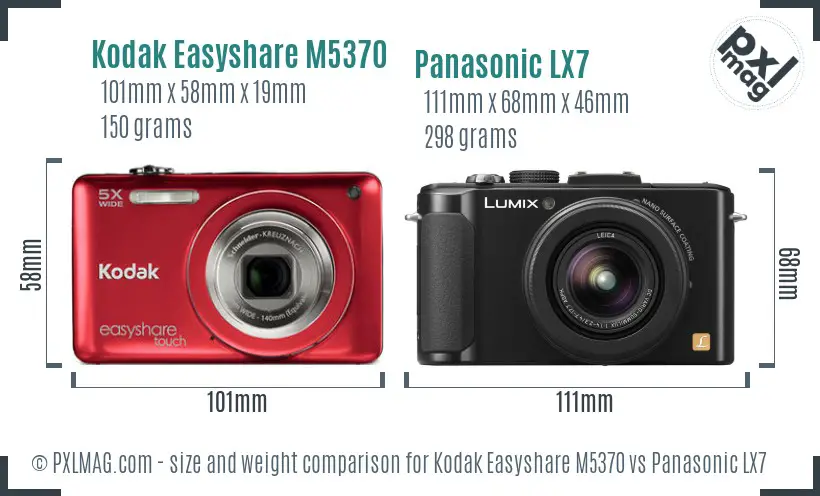 Kodak Easyshare M5370 vs Panasonic LX7 size comparison Kodak Easyshare M5370 vs Panasonic LX7 size comparison