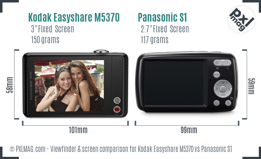 Kodak Easyshare M5370 vs Panasonic S1 Screen and Viewfinder comparison