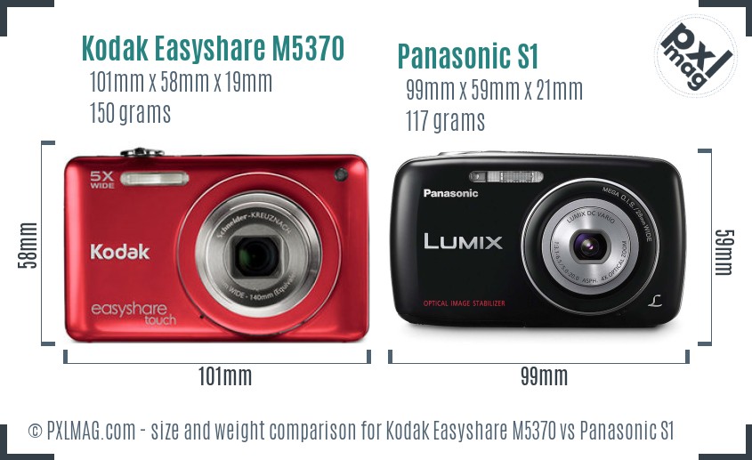 Kodak Easyshare M5370 vs Panasonic S1 size comparison