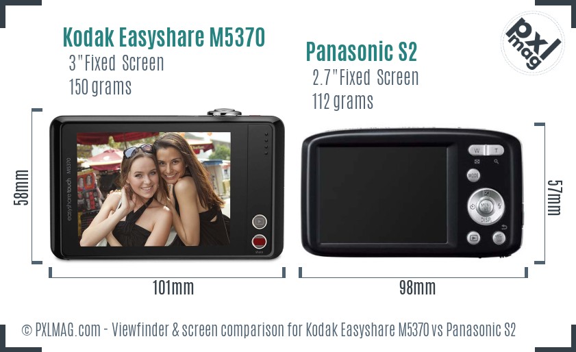 Kodak Easyshare M5370 vs Panasonic S2 Screen and Viewfinder comparison