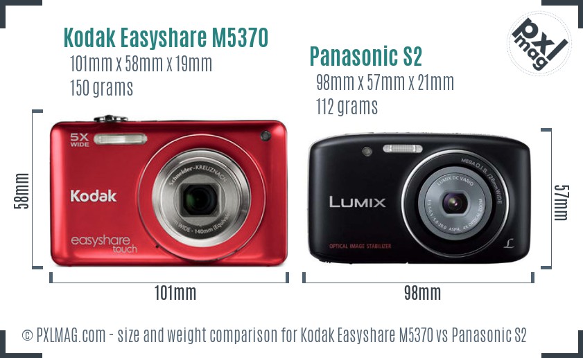 Kodak Easyshare M5370 vs Panasonic S2 size comparison