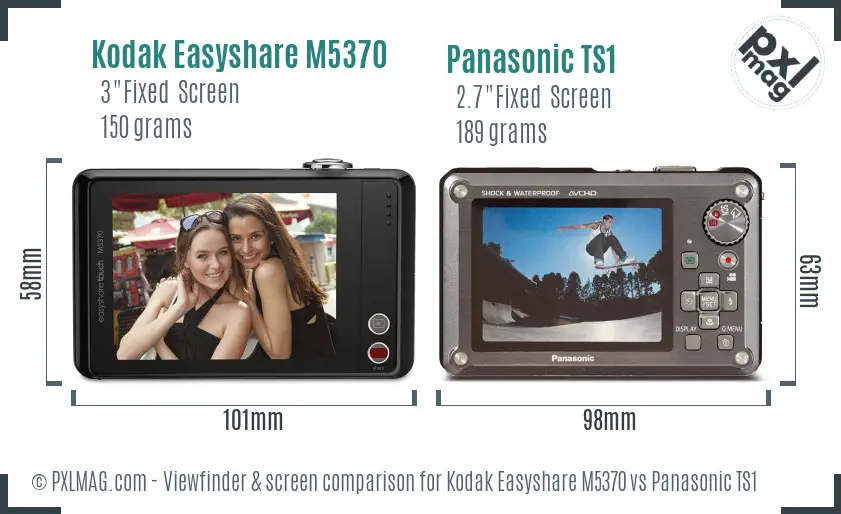 Kodak Easyshare M5370 vs Panasonic TS1 Screen and Viewfinder comparison