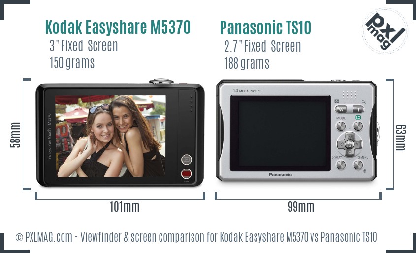 Kodak Easyshare M5370 vs Panasonic TS10 Screen and Viewfinder comparison