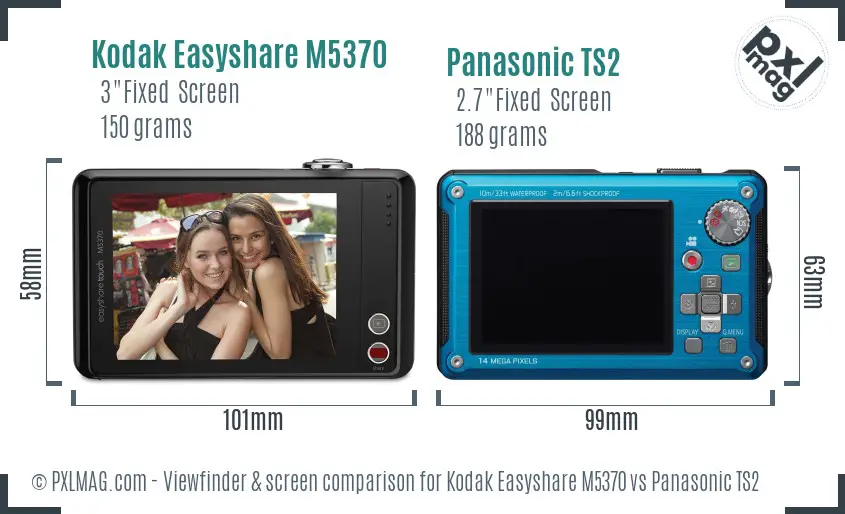 Kodak Easyshare M5370 vs Panasonic TS2 Screen and Viewfinder comparison Kodak Easyshare M5370 vs Panasonic TS2 Screen and Viewfinder comparison