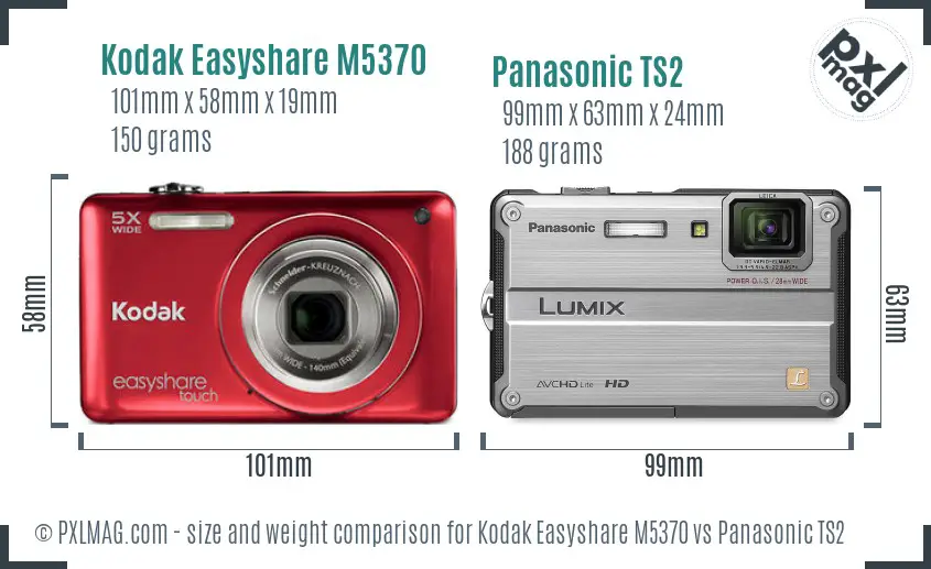 Kodak Easyshare M5370 vs Panasonic TS2 size comparison Kodak Easyshare M5370 vs Panasonic TS2 size comparison