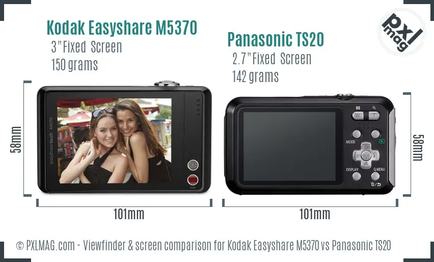 Kodak Easyshare M5370 vs Panasonic TS20 Screen and Viewfinder comparison Kodak Easyshare M5370 vs Panasonic TS20 Screen and Viewfinder comparison