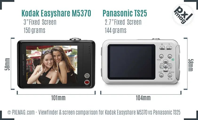 Kodak Easyshare M5370 vs Panasonic TS25 Screen and Viewfinder comparison