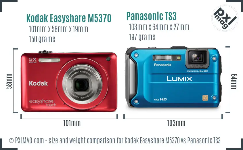 Kodak Easyshare M5370 vs Panasonic TS3 size comparison Kodak Easyshare M5370 vs Panasonic TS3 size comparison