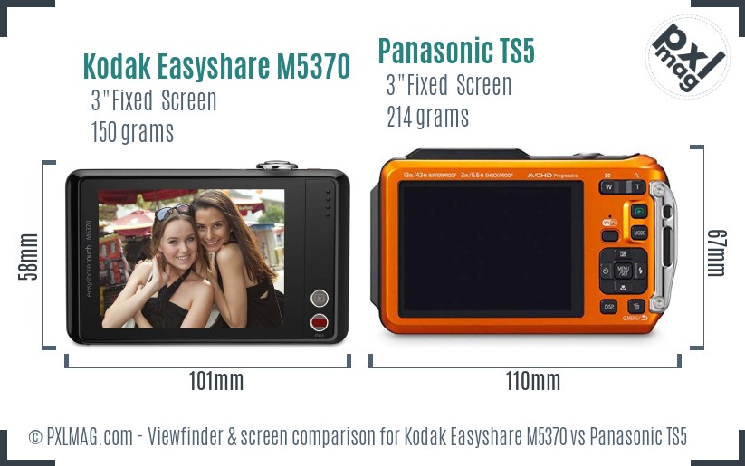 Kodak Easyshare M5370 vs Panasonic TS5 Screen and Viewfinder comparison
