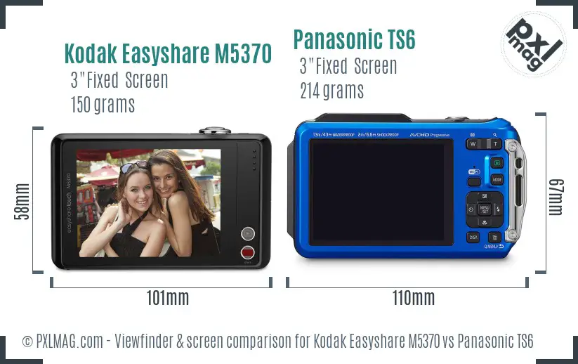 Kodak Easyshare M5370 vs Panasonic TS6 Screen and Viewfinder comparison