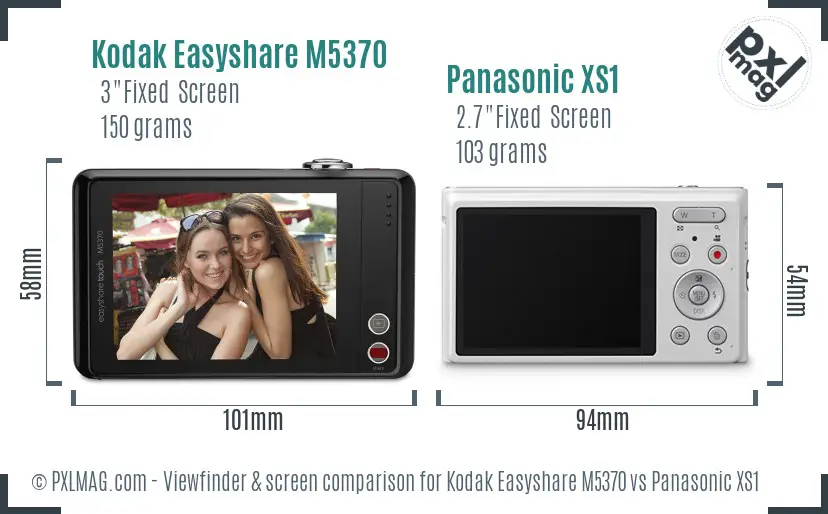 Kodak Easyshare M5370 vs Panasonic XS1 Screen and Viewfinder comparison