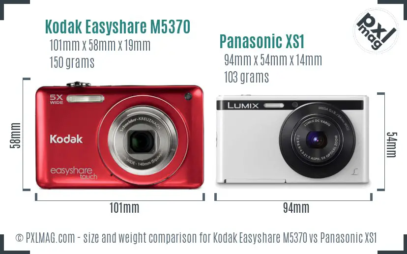Kodak Easyshare M5370 vs Panasonic XS1 size comparison