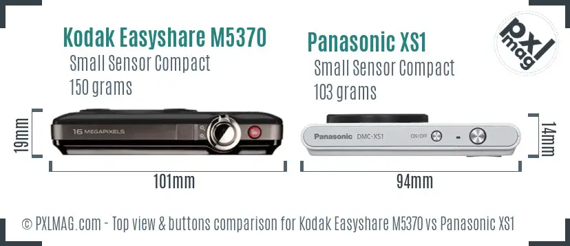 Kodak Easyshare M5370 vs Panasonic XS1 top view buttons comparison