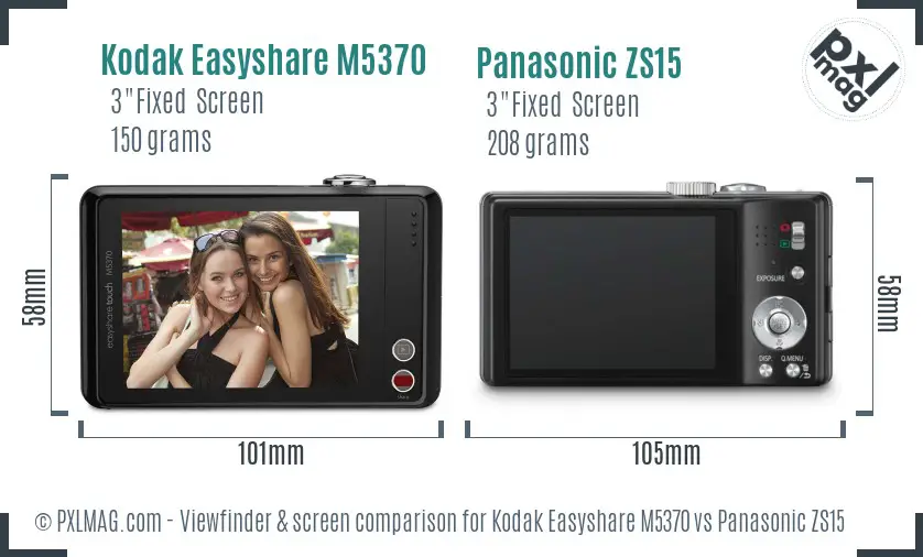 Kodak Easyshare M5370 vs Panasonic ZS15 Screen and Viewfinder comparison Kodak Easyshare M5370 vs Panasonic ZS15 Screen and Viewfinder comparison