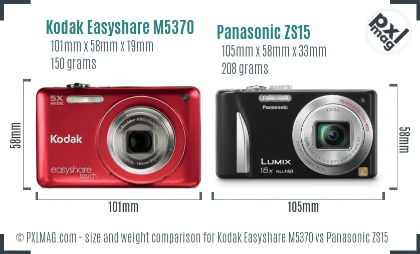 Kodak Easyshare M5370 vs Panasonic ZS15 size comparison Kodak Easyshare M5370 vs Panasonic ZS15 size comparison