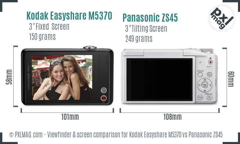 Kodak Easyshare M5370 vs Panasonic ZS45 Screen and Viewfinder comparison Kodak Easyshare M5370 vs Panasonic ZS45 Screen and Viewfinder comparison