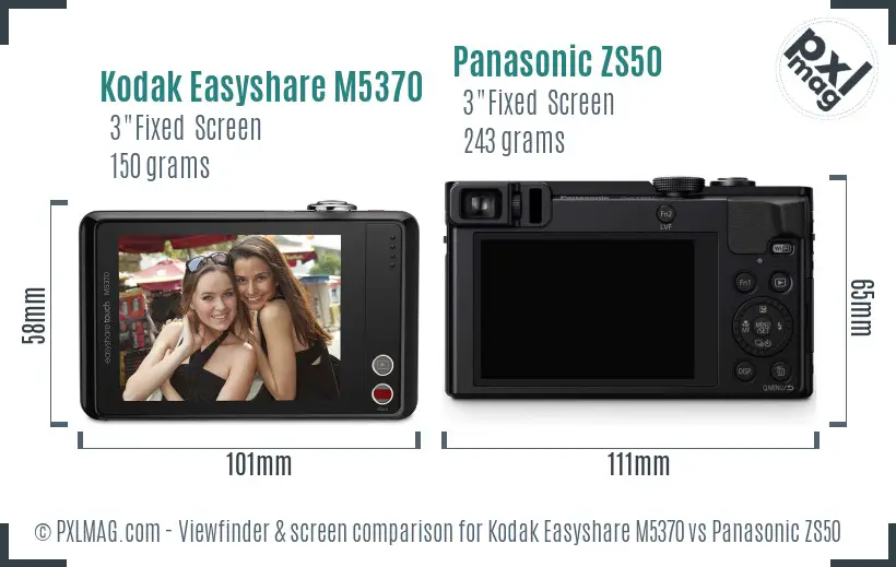 Kodak Easyshare M5370 vs Panasonic ZS50 Screen and Viewfinder comparison