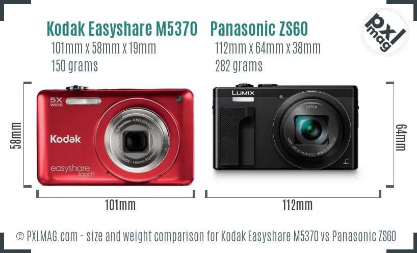 Kodak Easyshare M5370 vs Panasonic ZS60 size comparison Kodak Easyshare M5370 vs Panasonic ZS60 size comparison