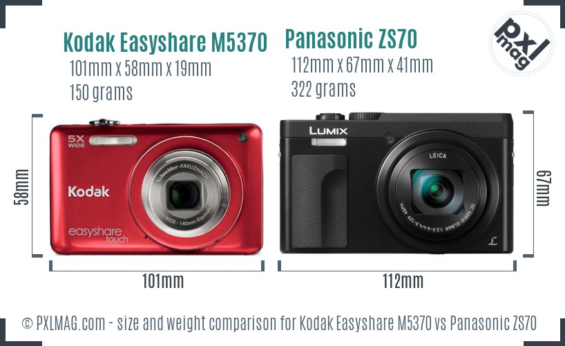 Kodak Easyshare M5370 vs Panasonic ZS70 size comparison Kodak Easyshare M5370 vs Panasonic ZS70 size comparison