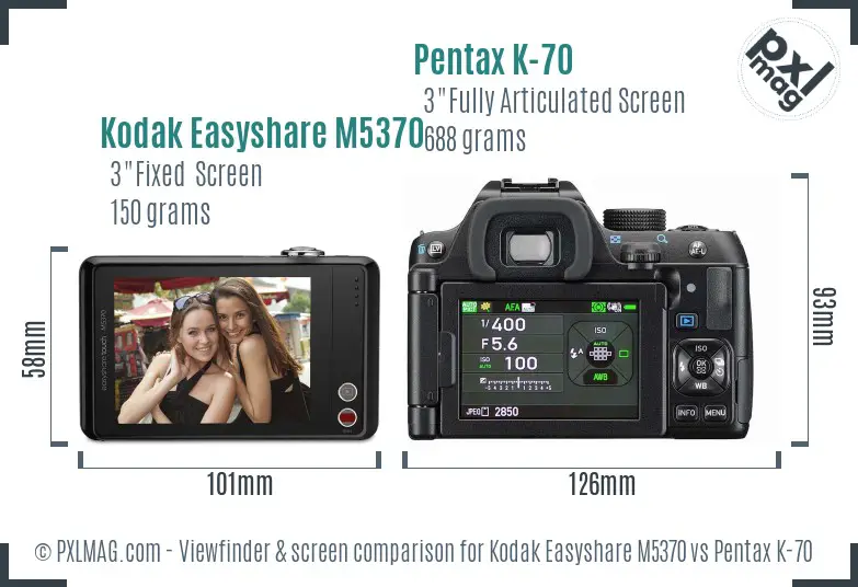 Kodak Easyshare M5370 vs Pentax K-70 Screen and Viewfinder comparison