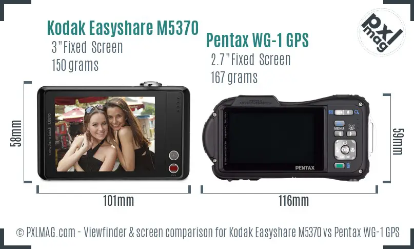 Kodak Easyshare M5370 vs Pentax WG-1 GPS Screen and Viewfinder comparison