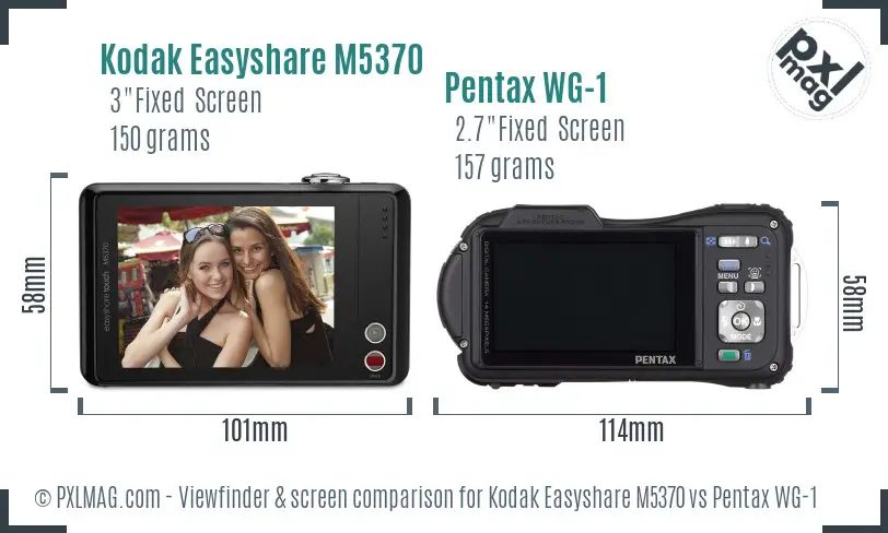 Kodak Easyshare M5370 vs Pentax WG-1 Screen and Viewfinder comparison
