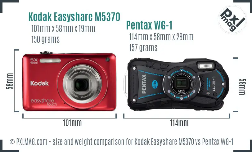 Kodak Easyshare M5370 vs Pentax WG-1 size comparison Kodak Easyshare M5370 vs Pentax WG-1 size comparison