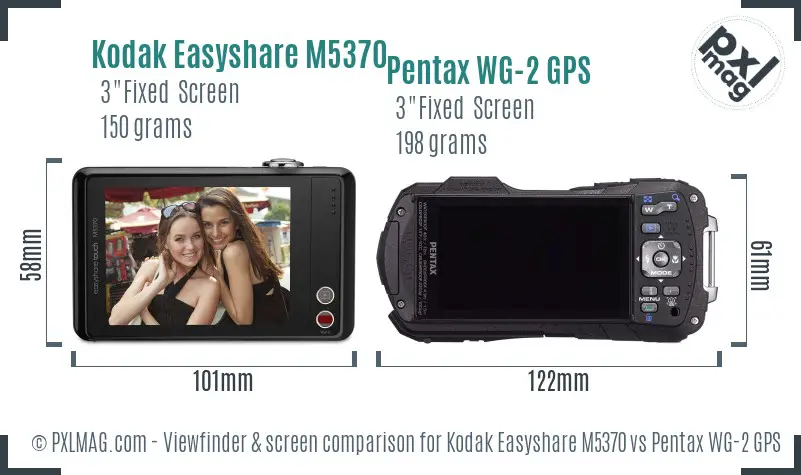Kodak Easyshare M5370 vs Pentax WG-2 GPS Screen and Viewfinder comparison
