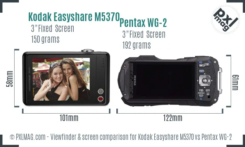 Kodak Easyshare M5370 vs Pentax WG-2 Screen and Viewfinder comparison