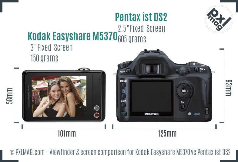 Kodak Easyshare M5370 vs Pentax ist DS2 Screen and Viewfinder comparison