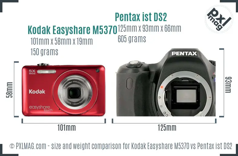 Kodak Easyshare M5370 vs Pentax ist DS2 size comparison