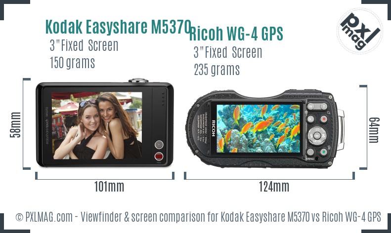 Kodak Easyshare M5370 vs Ricoh WG-4 GPS Screen and Viewfinder comparison