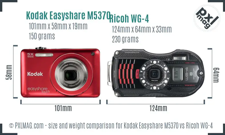 Kodak Easyshare M5370 vs Ricoh WG-4 size comparison Kodak Easyshare M5370 vs Ricoh WG-4 size comparison