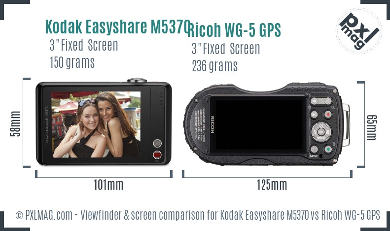 Kodak Easyshare M5370 vs Ricoh WG-5 GPS Screen and Viewfinder comparison