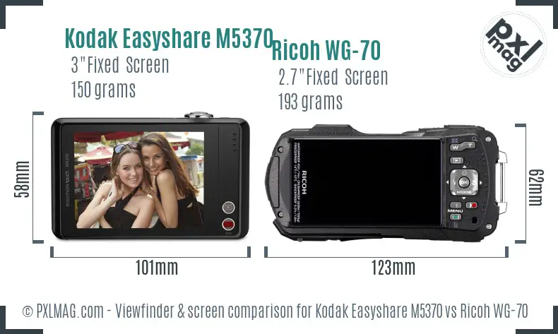 Kodak Easyshare M5370 vs Ricoh WG-70 Screen and Viewfinder comparison Kodak Easyshare M5370 vs Ricoh WG-70 Screen and Viewfinder comparison