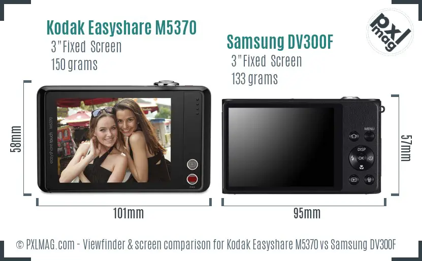 Kodak Easyshare M5370 vs Samsung DV300F Screen and Viewfinder comparison