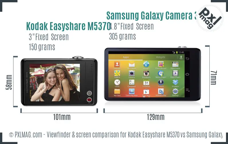 Kodak Easyshare M5370 vs Samsung Galaxy Camera 3G Screen and Viewfinder comparison Kodak Easyshare M5370 vs Samsung Galaxy Camera 3G Screen and Viewfinder comparison