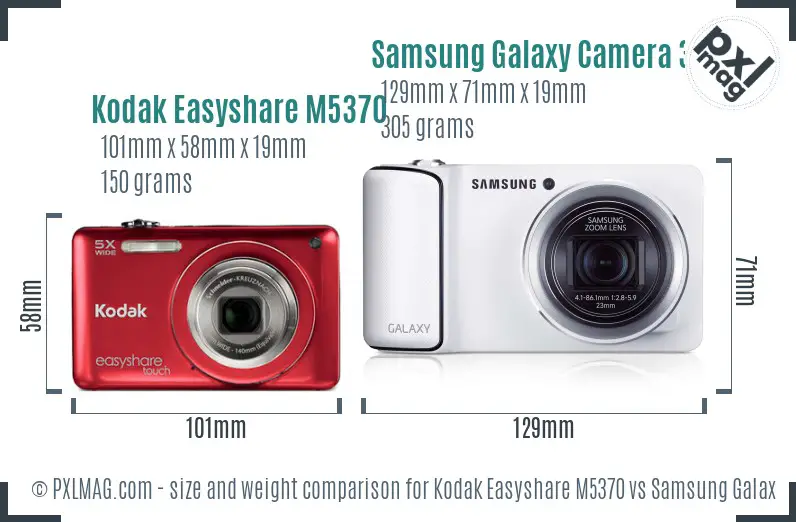 Kodak Easyshare M5370 vs Samsung Galaxy Camera 3G size comparison Kodak Easyshare M5370 vs Samsung Galaxy Camera 3G size comparison