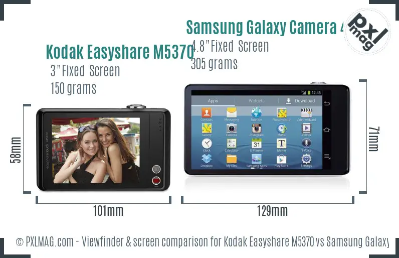 Kodak Easyshare M5370 vs Samsung Galaxy Camera 4G Screen and Viewfinder comparison