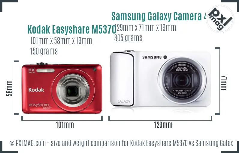 Kodak Easyshare M5370 vs Samsung Galaxy Camera 4G size comparison