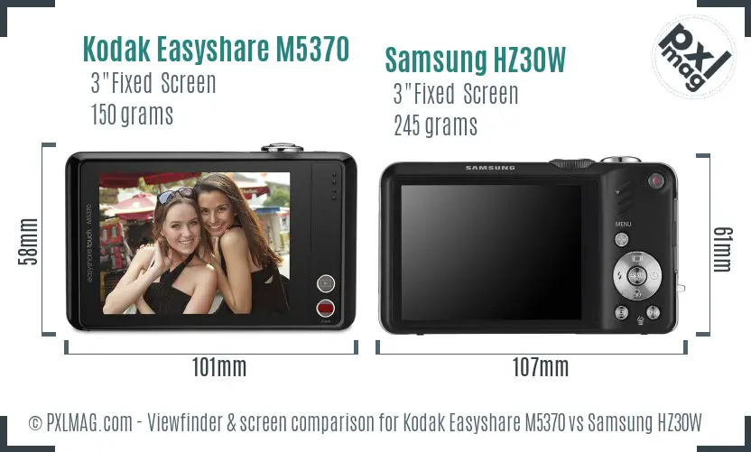 Kodak Easyshare M5370 vs Samsung HZ30W Screen and Viewfinder comparison