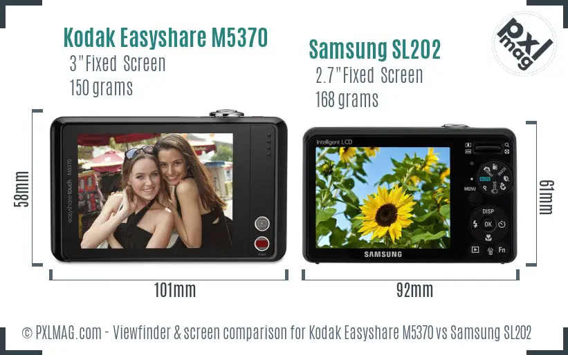 Kodak Easyshare M5370 vs Samsung SL202 Screen and Viewfinder comparison Kodak Easyshare M5370 vs Samsung SL202 Screen and Viewfinder comparison