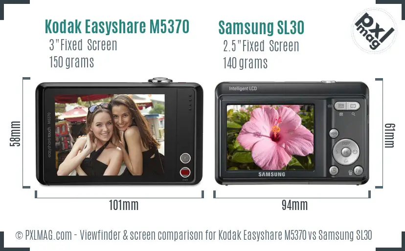 Kodak Easyshare M5370 vs Samsung SL30 Screen and Viewfinder comparison Kodak Easyshare M5370 vs Samsung SL30 Screen and Viewfinder comparison